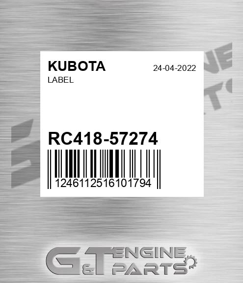 RC418-57274 Label for KUBOTA