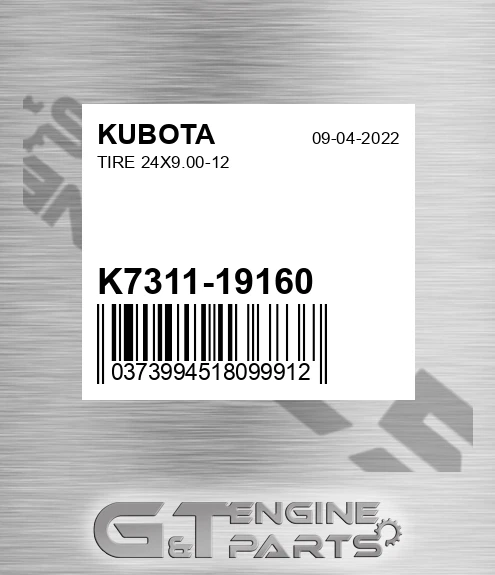K7311-19160 Tire 24x9.00-12 for KUBOTA