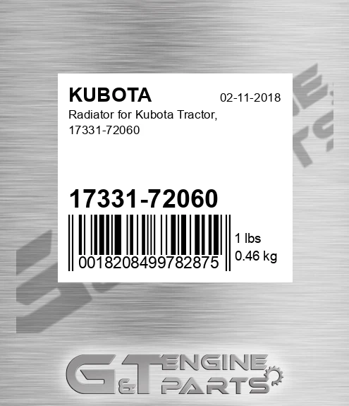 17331-72060 Radiator For Tractor, for KUBOTA