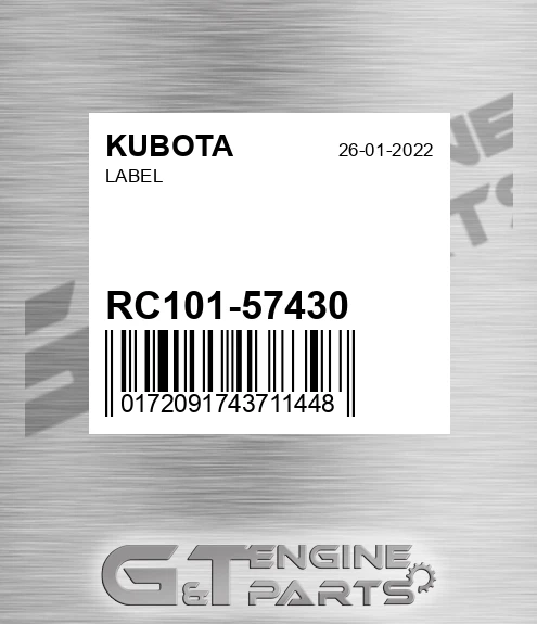 RC101-57430 Label for KUBOTA