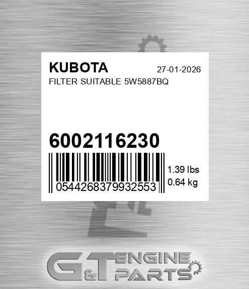 6002116230 Filter Suitable 5w5887bq