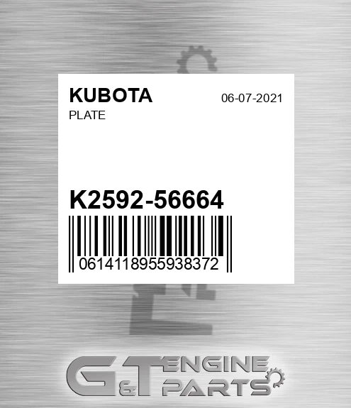 K2592-56664 Plate for KUBOTA