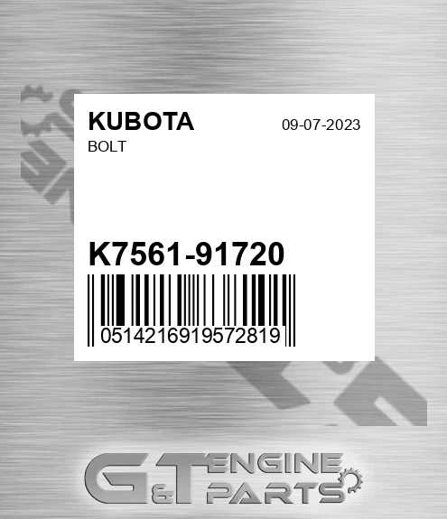 K7561-91720 Bolt for KUBOTA