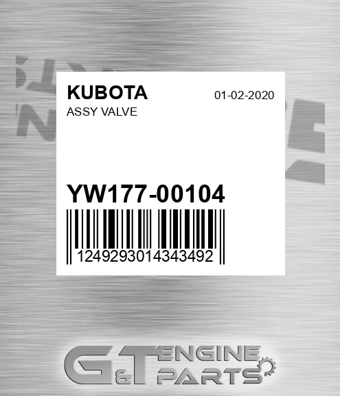 YW177-00104 Assy Valve for KUBOTA