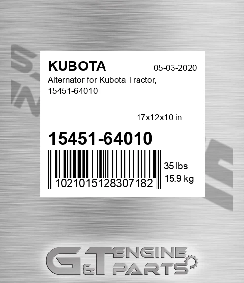 15451-64010 Alternator For Tractor, for KUBOTA