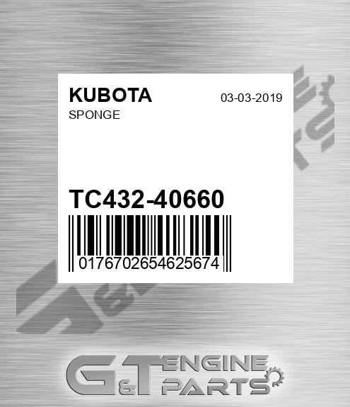 TC432-40660 Sponge for KUBOTA