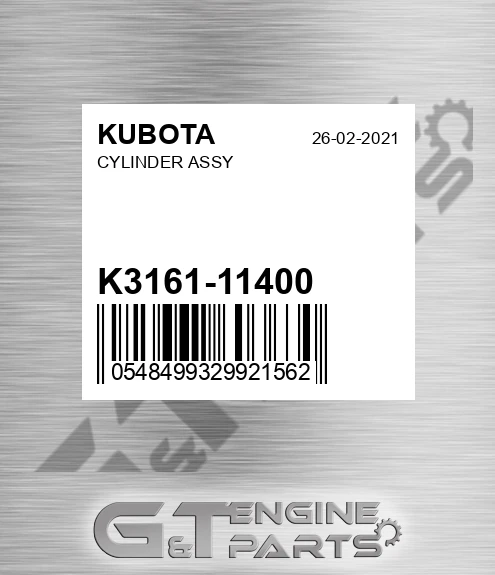 K3161-11400 Cylinder Assy for KUBOTA