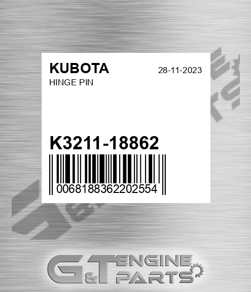 K3211-18862 Hinge Pin for KUBOTA