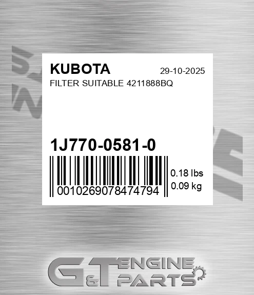 1J770-0581-0 Filter Suitable 4211888bq