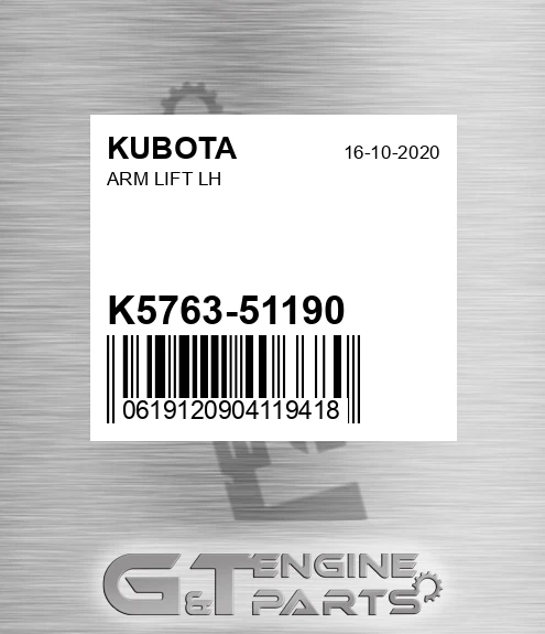 K5763-51190 Arm Lift Lh for KUBOTA