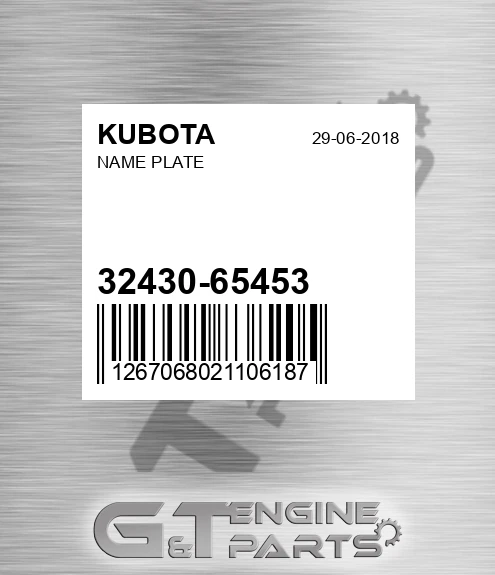 32430-65453 Name Plate for KUBOTA