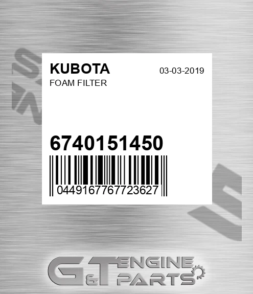 67401-51450 Foam Filter for KUBOTA