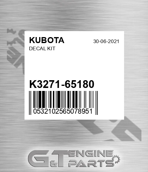 K3271-65180 Decal Kit for KUBOTA