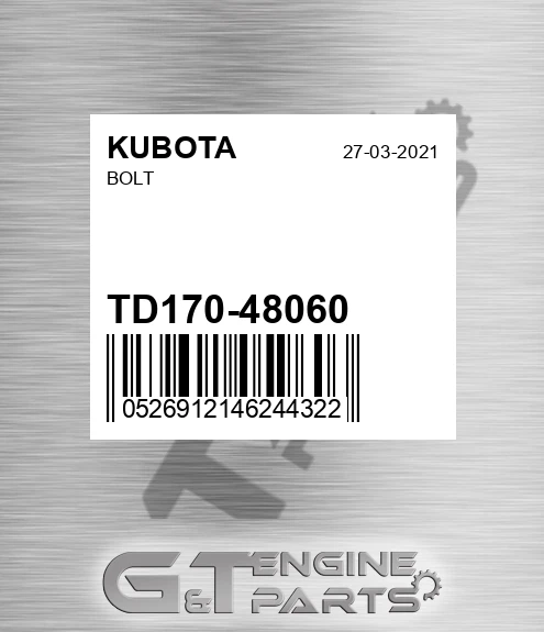 TD170-48060 Bolt for KUBOTA