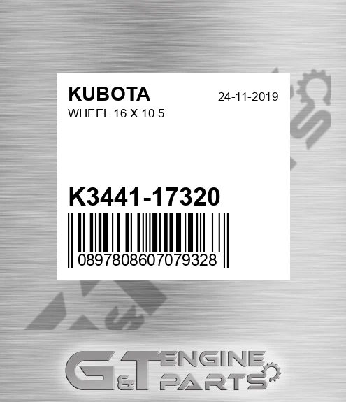 K3441-17320 Wheel 16 X 10.5 for KUBOTA