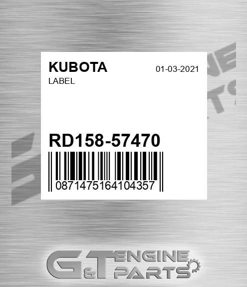 RD158-57470 Label for KUBOTA