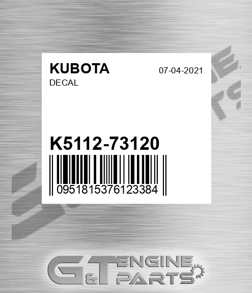 K5112-73120 Decal for KUBOTA