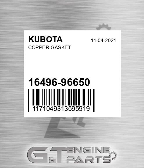 16496-96650 Copper Gasket