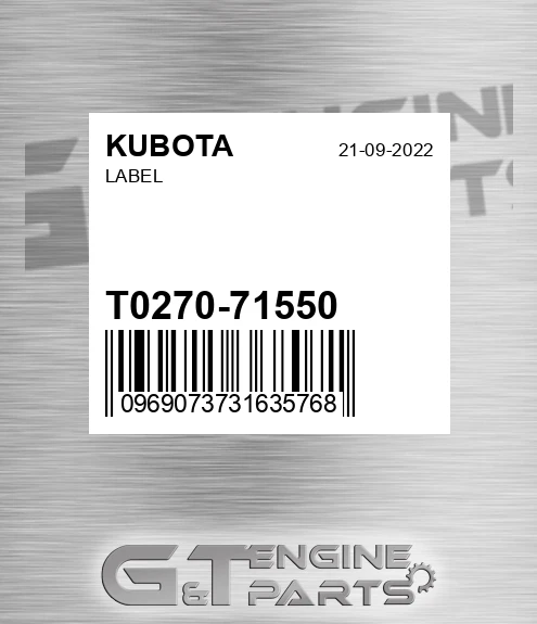 T0270-71550 Label for KUBOTA