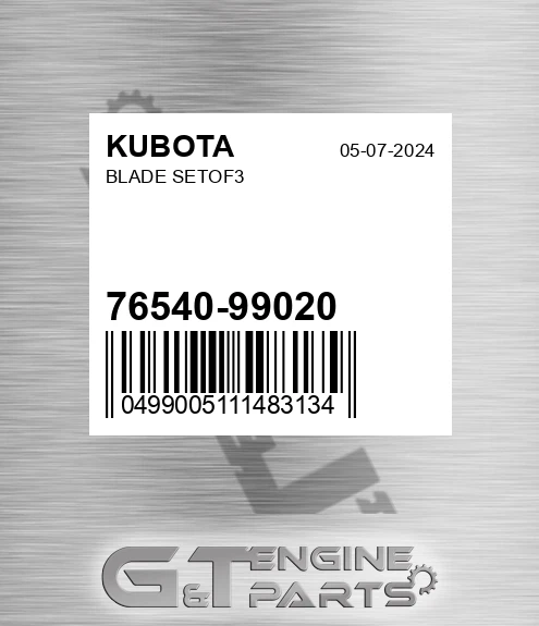 76540-99020 Blade Setof3 for KUBOTA