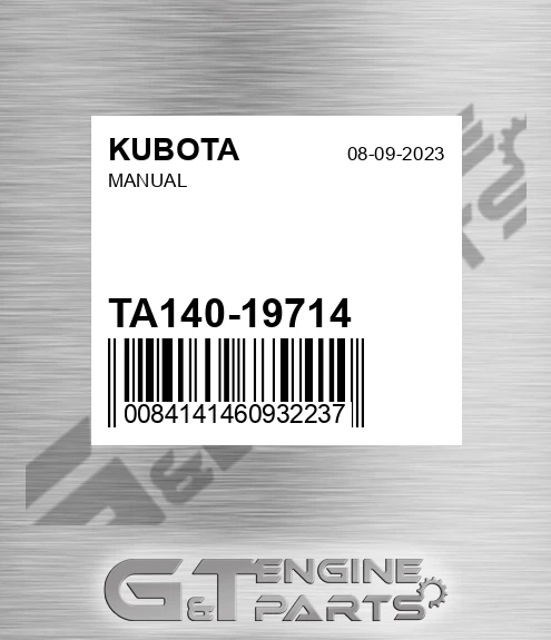 TA140-19714 Manual for KUBOTA