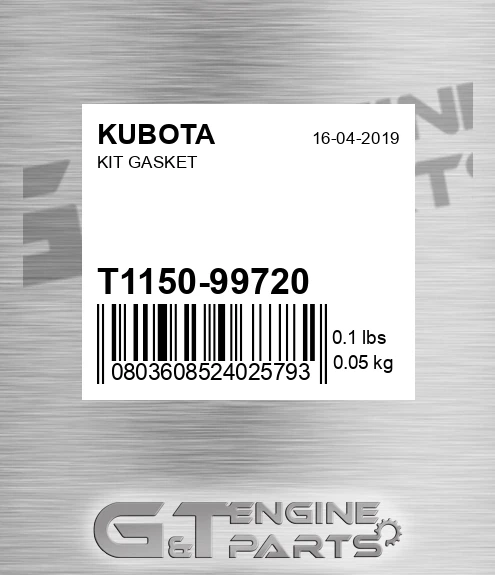 T1150-99720 Kit Gasket for KUBOTA