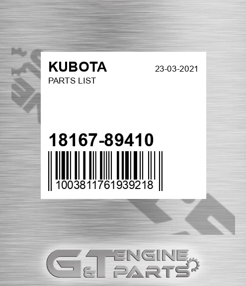 18167-89410 Parts List