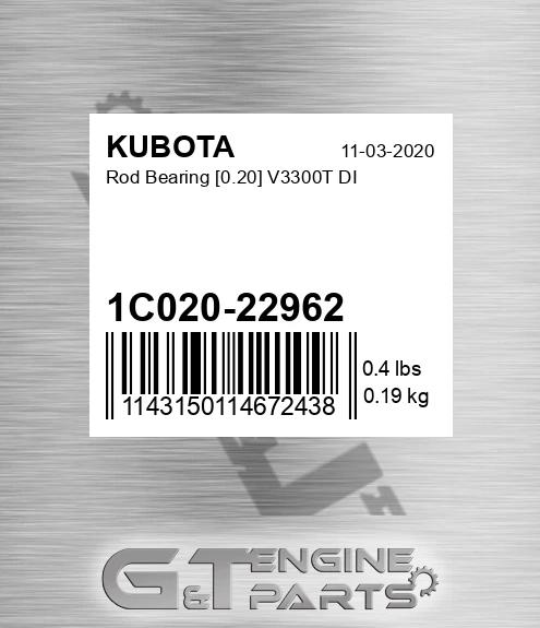 1C020-22962 Rod Bearing [0.20] V3300t Di for KUBOTA
