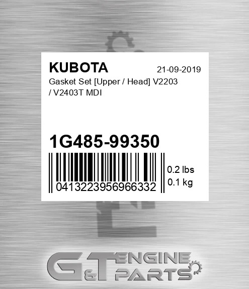 1G485-99350 Gasket Set [upper / Head] V2203 / V2403t Mdi for KUBOTA