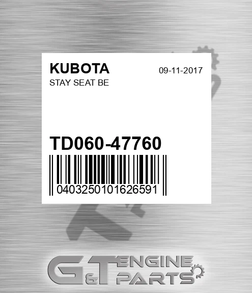 TD060-47760 Stay Seat Be for KUBOTA