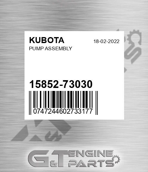 15852-73030 Pump Assembly