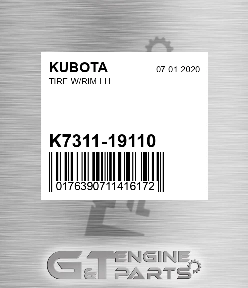 K7311-19110 Tire W/rim Lh for KUBOTA