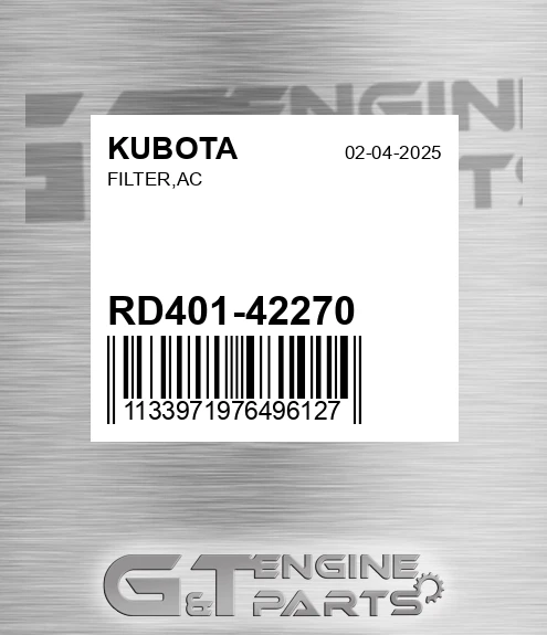 RD401-42270 Filter,ac for KUBOTA