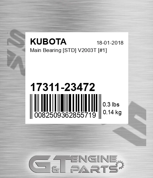 17311-23472 Main Bearing [std] V2003t [#1] for KUBOTA