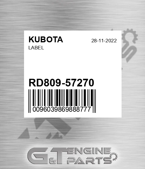 RD809-57270 Label for KUBOTA