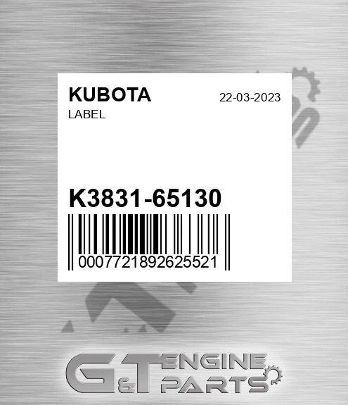 K3831-65130 Label for KUBOTA