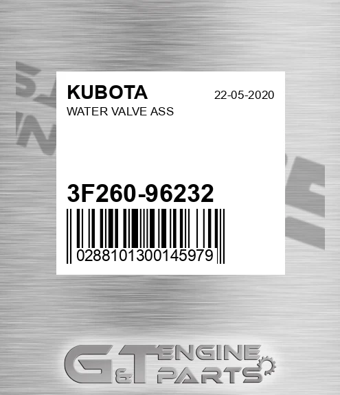 3F260-96232 Water Valve Ass