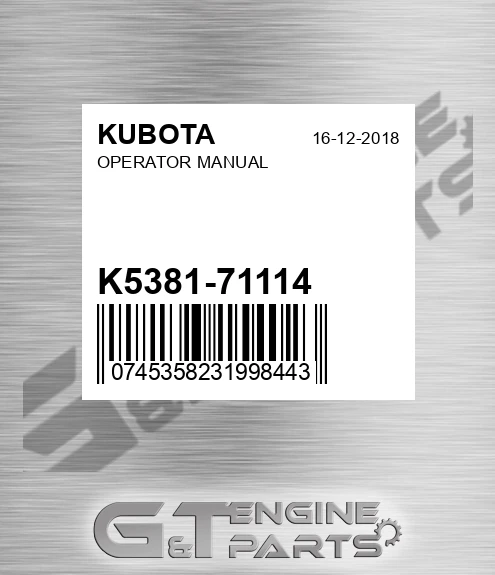 K5381-71114 Operator Manual for KUBOTA