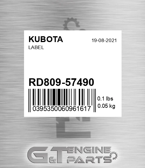 RD809-57490 Label for KUBOTA