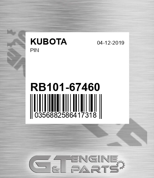 RB101-67460 Pin for KUBOTA