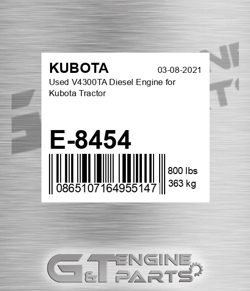 E-8454 Used V4300ta Diesel Engine For Tractor for KUBOTA