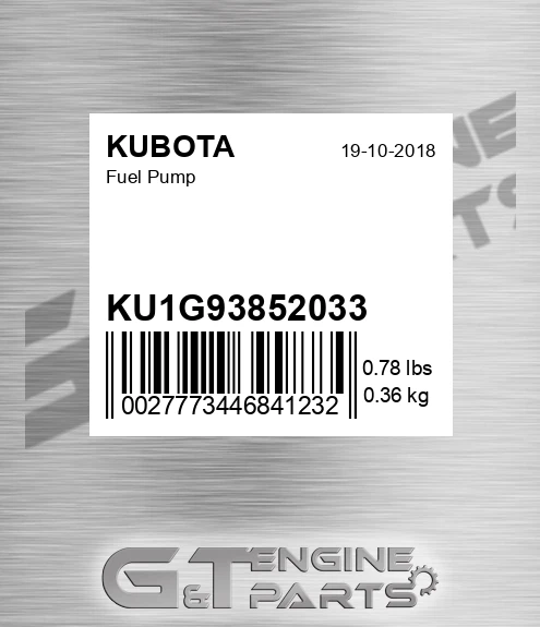 KU1G93852033 Fuel Pump for KUBOTA