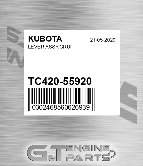 TC420-55920 Lever Assy,crui for KUBOTA