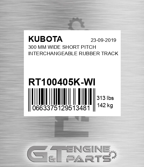 RT100405K-WI 300 Mm Wide Short Pitch Interchangeable Rubber Track
