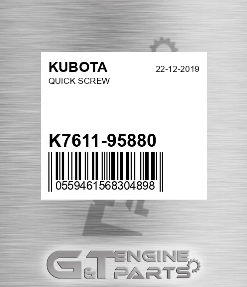 K7611-95880 Quick Screw for KUBOTA