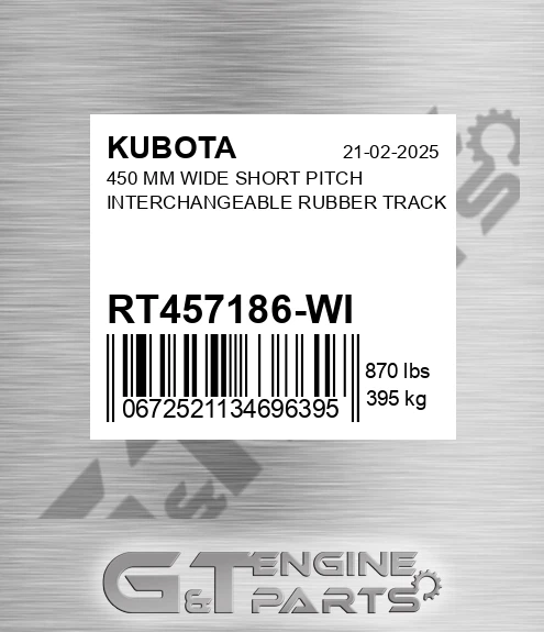 RT457186-WI 450 Mm Wide Short Pitch Interchangeable Rubber Track