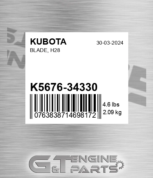 K5676-34330 Blade, H28 for KUBOTA