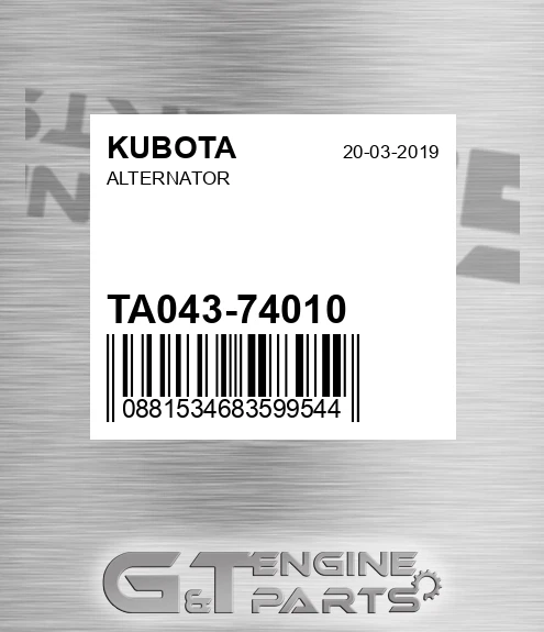 TA043-74010 Alternator for KUBOTA