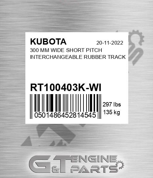 RT100403K-WI 300 Mm Wide Short Pitch Interchangeable Rubber Track