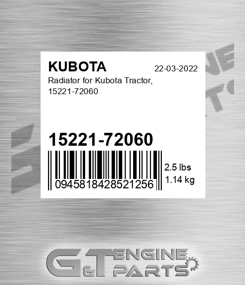 15221-72060 Radiator For Tractor, for KUBOTA